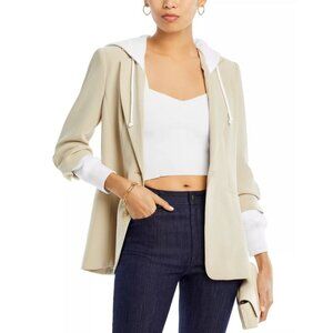 Cinq à Sept Khloe Hooded Blazer, Khaki/White, Size 14